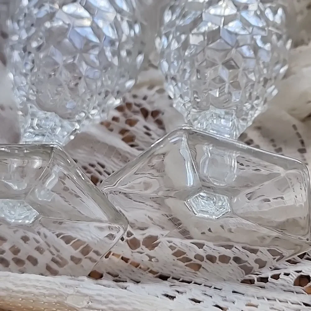 6 Fostoria Vintage Set Of Fostoria Glasses Cubist Hexagon Footed